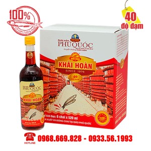 Hộp 6 chai 520ml - Nước Mắm Khải Hoàn - 40 độ đạm