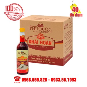 Thùng 12 chai 520ml - Nước Mắm Khải Hoàn - 40 độ đạm