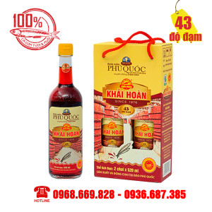 Hộp 2 chai 520ml - Nước Mắm Khải Hoàn - 43 độ đạm