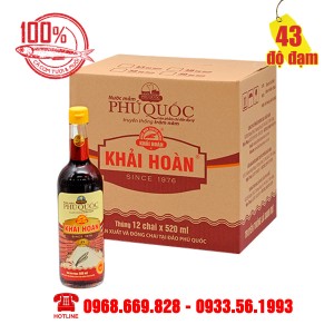 Thùng 12 chai 520ml - Nước Mắm Khải Hoàn - 43 độ đạm