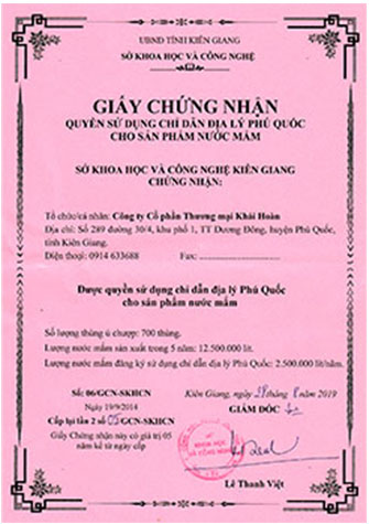 Giấy chứng nhận Chỉ dẫn địa lý