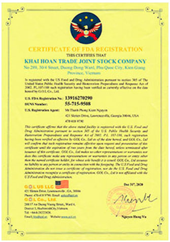 Giấy chứng nhận FDA