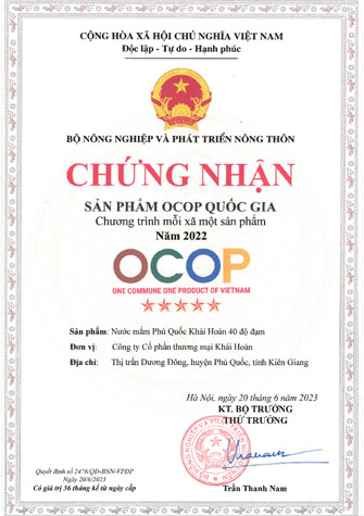Giấy chứng nhập OCOP 5 sao - 40 độ