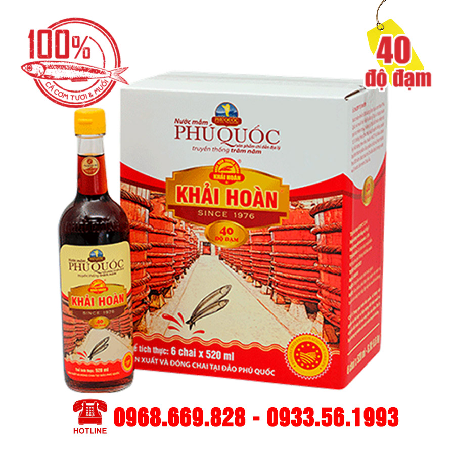Hộp 6 chai 520ml - Nước Mắm Khải Hoàn