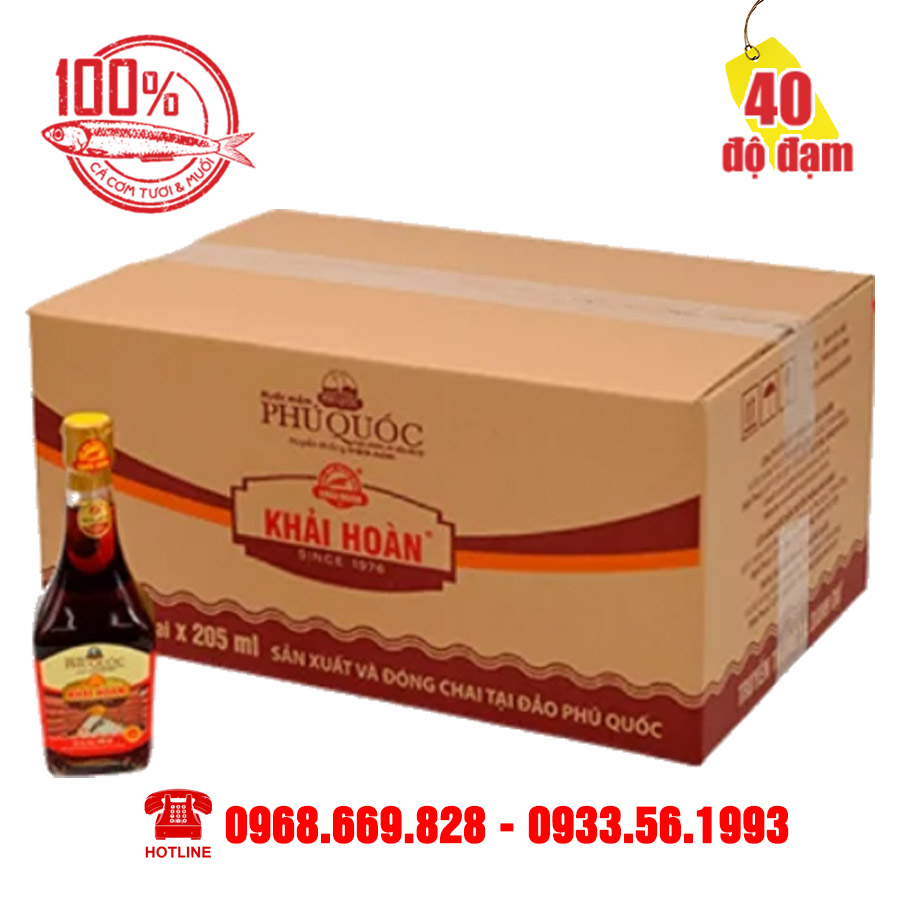 Thùng 24 chai 205ml - Nước Mắm Khải Hoàn