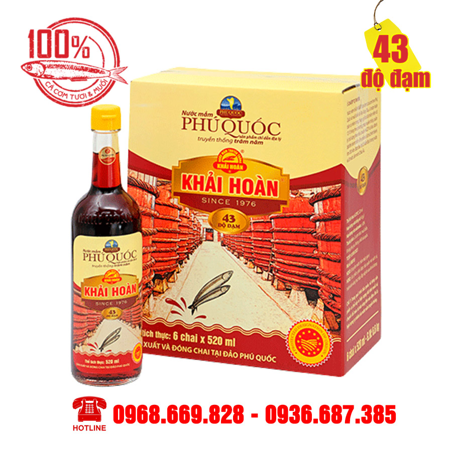 Hộp 6 chai 520ml - Nước Mắm Khải Hoàn
