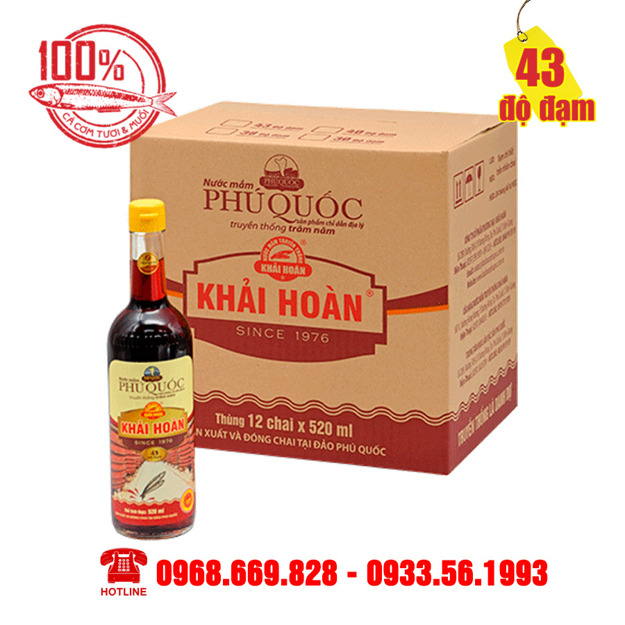 Thùng 12 chai 520ml - Nước Mắm Khải Hoàn